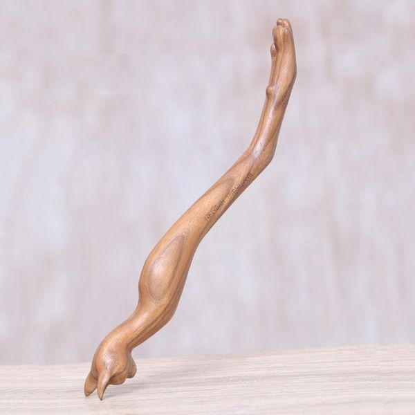 Alternate image for Cat Paw Wood Back Scratcher Hand Carved in Bali Kitty Comfort in Natural
