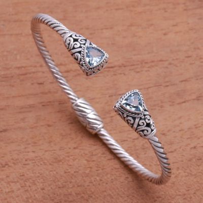 Alternate image for Handcrafted Blue Topaz and Sterling Silver Cuff Bracelet Sky Hint