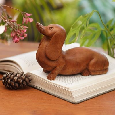 Alternate image for Handcrafted Dachshund Sculpture Attentive Friend