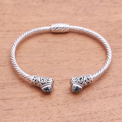 Alternate image for Handcrafted Blue Topaz and Sterling Silver Cuff Bracelet Sky Hint