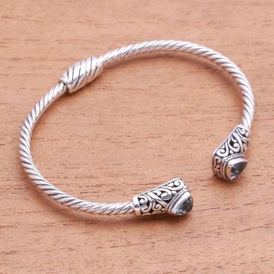 Alternate image for Handcrafted Blue Topaz and Sterling Silver Cuff Bracelet Sky Hint