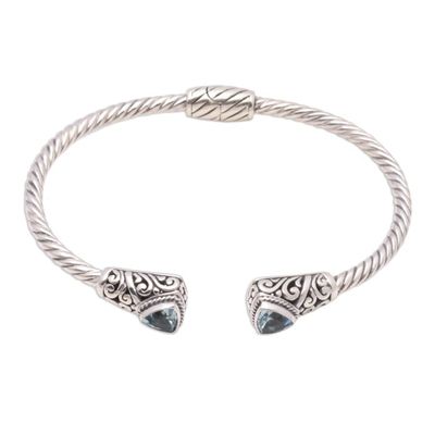 Alternate image for Handcrafted Blue Topaz and Sterling Silver Cuff Bracelet Sky Hint