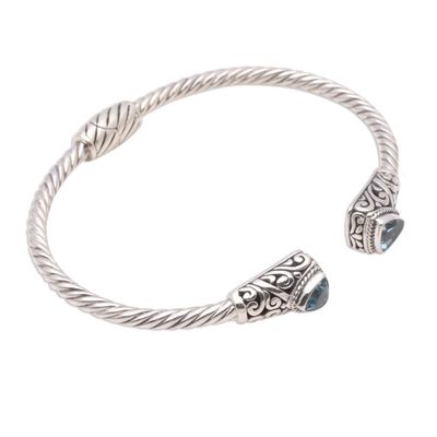 Alternate image for Handcrafted Blue Topaz and Sterling Silver Cuff Bracelet Sky Hint