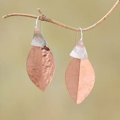 Alternate image for Rose Gold Accent Sterling Silver Dangle Earrings from Bali Modern Fall