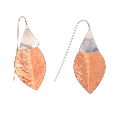 Alternate image for Rose Gold Accent Sterling Silver Dangle Earrings from Bali Modern Fall