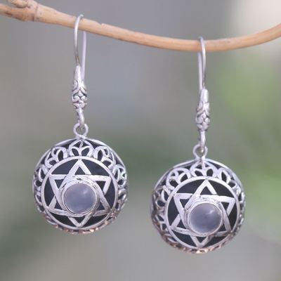 Alternate image for Moonstone Six-Pointed Star Dangle Earrings from Bali Six Points