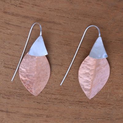 Alternate image for Rose Gold Accent Sterling Silver Dangle Earrings from Bali Modern Fall