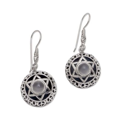 Alternate image for Moonstone Six-Pointed Star Dangle Earrings from Bali Six Points