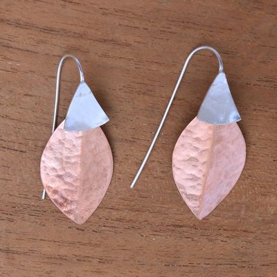 Alternate image for Rose Gold Accent Sterling Silver Dangle Earrings from Bali Modern Fall