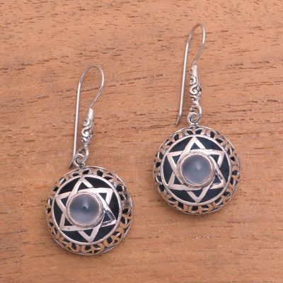 Alternate image for Moonstone Six-Pointed Star Dangle Earrings from Bali Six Points