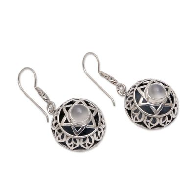Alternate image for Moonstone Six-Pointed Star Dangle Earrings from Bali Six Points