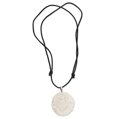 Alternate image for Hand Carved Bone Pendant Necklace Dragon from Indonesia Guard Dragon
