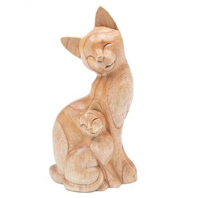 Alternate image for Artisan Hand-Carved Statuette Mama Cat