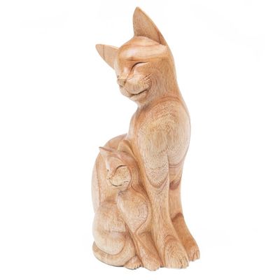 Alternate image for Artisan Hand-Carved Statuette Mama Cat