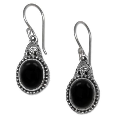 Alternate image for Sterling Silver Onyx Dangle Earrings from Indonesia Deepest Night
