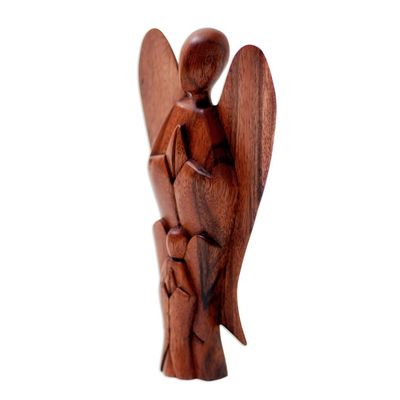 Alternate image for Handcrafted Suar Wood Angel Sculpture Mother and Child Angels