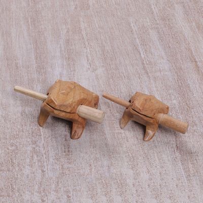 Alternate image for Handcarved Wood Frog Percussion Instruments from Bali Frog Couple