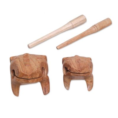 Alternate image for Handcarved Wood Frog Percussion Instruments from Bali Frog Couple