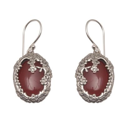 Alternate image for Carnelian and Sterling Silver Floral Dangle Earrings Dreamy Forest