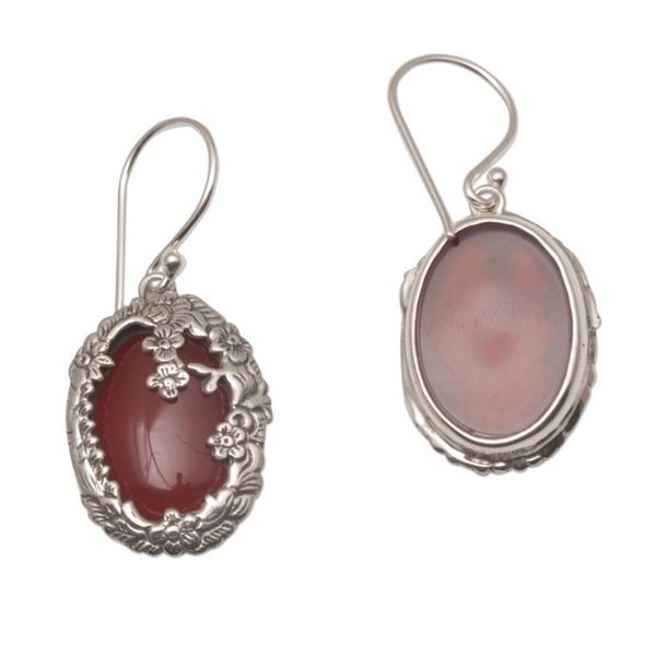 Alternate image for Carnelian and Sterling Silver Floral Dangle Earrings Dreamy Forest