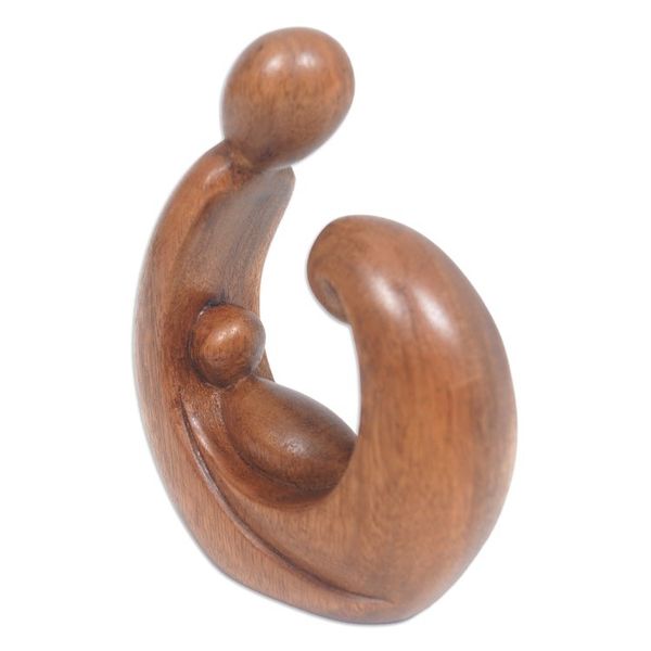Alternate image for Hand-Carved Abstract Suar Wood Sculpture of a Family Jolly Union