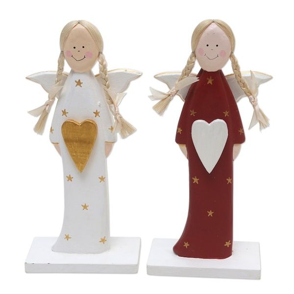 Alternate image for Albesia Wood Holiday Angel Decor Pair Red Messenger