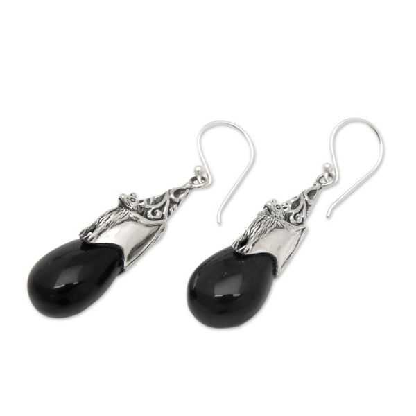 Alternate image for Bat-Themed Sterling Silver Dangle Earrings from Bali Nocturnal Treasure