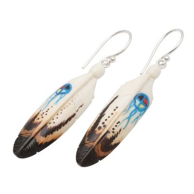 Alternate image for Handcrafted Painted Feather Theme Earrings Fanciful Feathers