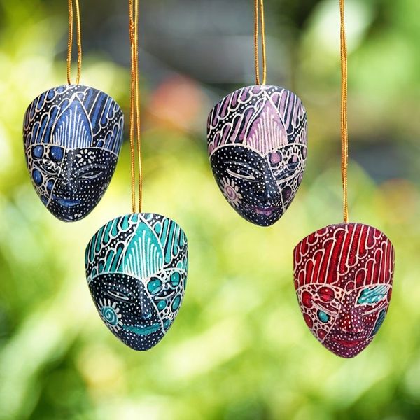 Alternate image for Hand Carved Wadang Wood Panang Warrior Ornaments Set of 4 Parang Warriors set of 4