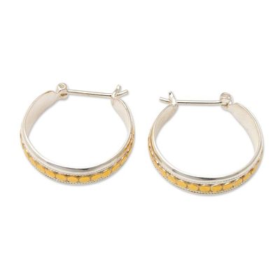 Alternate image for 18k Gold-Accented Sterling Silver Hoop Earrings from Bali Golden Bubbles