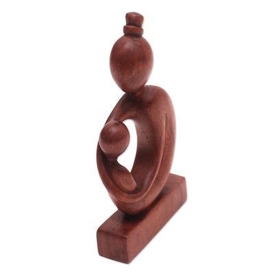 Alternate image for Suar Wood Mother and Child Sculpture from Bali Mothers Arms