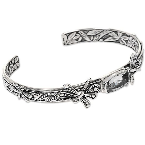 Alternate image for Balinese Sterling Silver and Prasiolite Dragonfly Bracelet Amid the Dragonflies