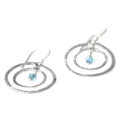 Alternate image for Sterling Silver Dangle Earrings Blue Halo