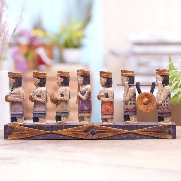 Alternate image for Balinese Cultural Wood Sculpture Tabuh Yadnya