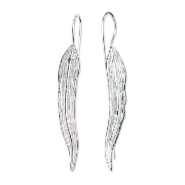 Alternate image for Leaf Earrings Handcrafted of Sterling Silver in Bali Willow Leaf