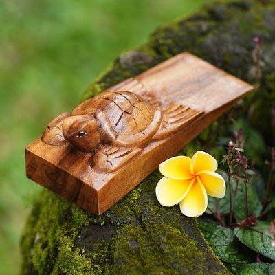 Alternate image for Baby Turtle Suar Wood Door Stopper from Bali Baby Turtle