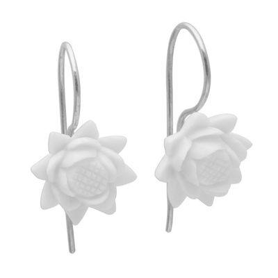 Alternate image for Floral Bone Drop Earrings Crafted in Bali Floating Padma