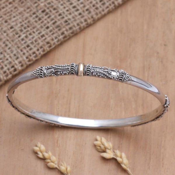Alternate image for Gold-Accented Sterling Silver Bangle Bracelet Mountain Pass