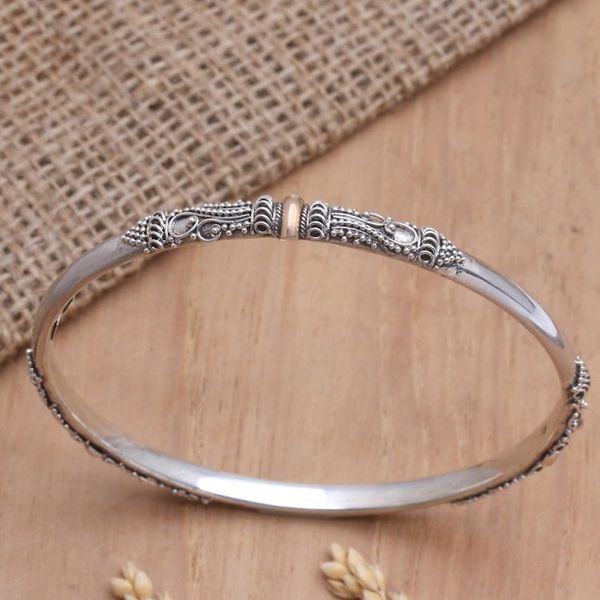 Alternate image for Gold-Accented Sterling Silver Bangle Bracelet Mountain Pass