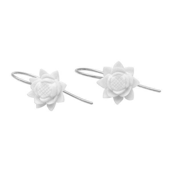 Alternate image for Floral Bone Drop Earrings Crafted in Bali Floating Padma