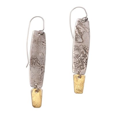 Alternate image for Sterling Silver Dangle Earrings with Gold Mica Accent Beautiful Textures