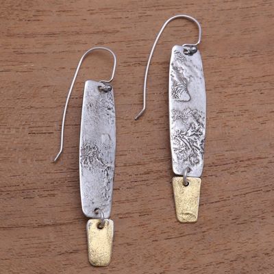 Alternate image for Sterling Silver Dangle Earrings with Gold Mica Accent Beautiful Textures