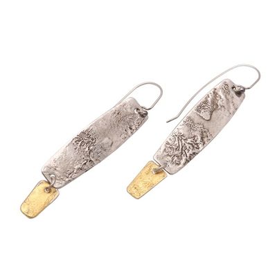 Alternate image for Sterling Silver Dangle Earrings with Gold Mica Accent Beautiful Textures