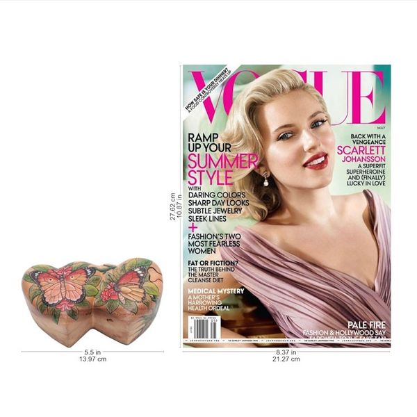 Alternate image for Hand-Painted Double Heart Wood Butterfly Puzzle Box Twin Butterfly Hearts