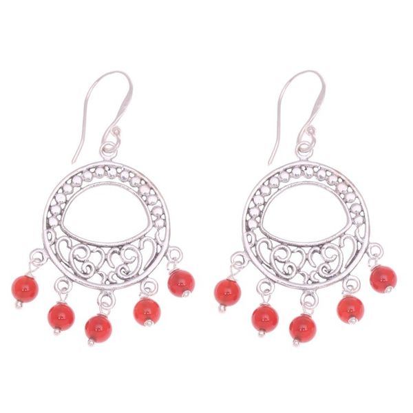 Alternate image for Carnelian Sterling Silver Chandelier Statement Earrings Sunset Soul