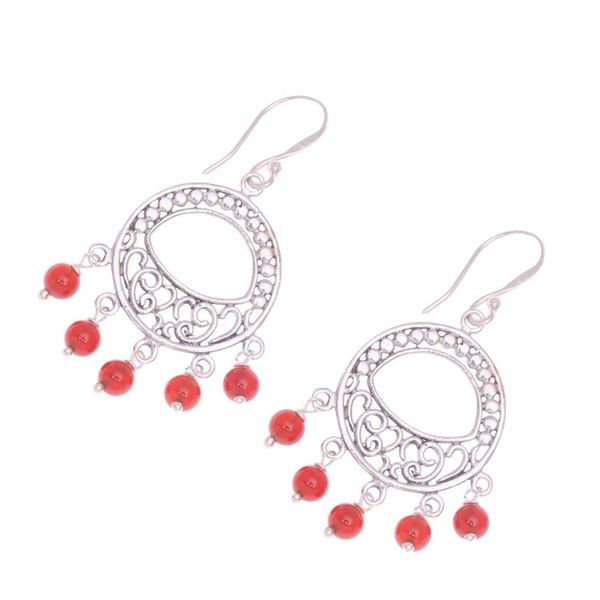 Alternate image for Carnelian Sterling Silver Chandelier Statement Earrings Sunset Soul