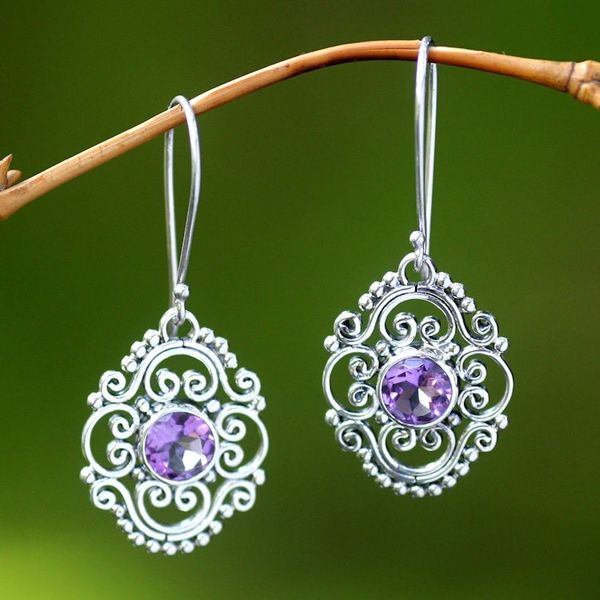 Alternate image for Amethyst Dangle Earrings from Indonesia Gianyar Muse