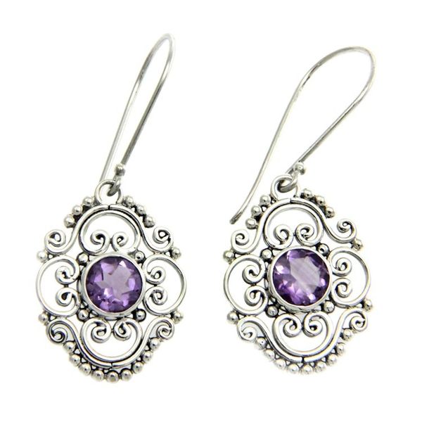 Alternate image for Amethyst Dangle Earrings from Indonesia Gianyar Muse