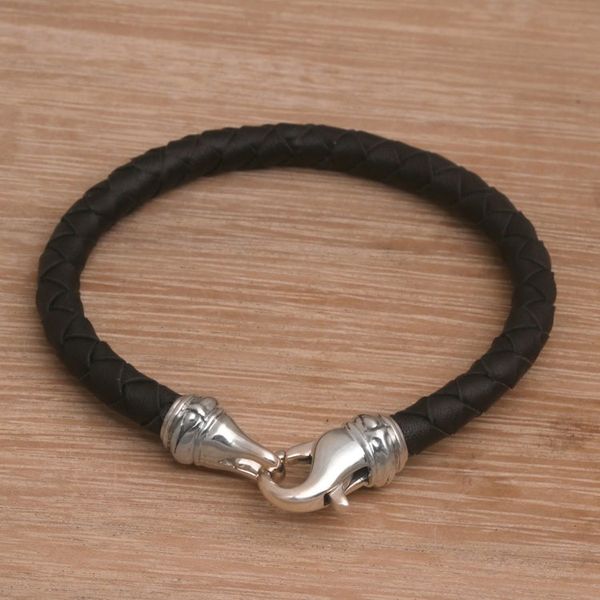 Alternate image for Mens Leather Braided Cord Bracelet from Bali Serpent Style