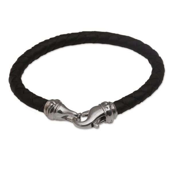 Alternate image for Mens Leather Braided Cord Bracelet from Bali Serpent Style